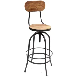 Kirklands Home Adjustable Wood and Metal Industrial Bar Stool Brown Sale