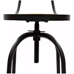 Kirklands Home Adjustable Wood and Metal Industrial Bar Stool Brown Sale