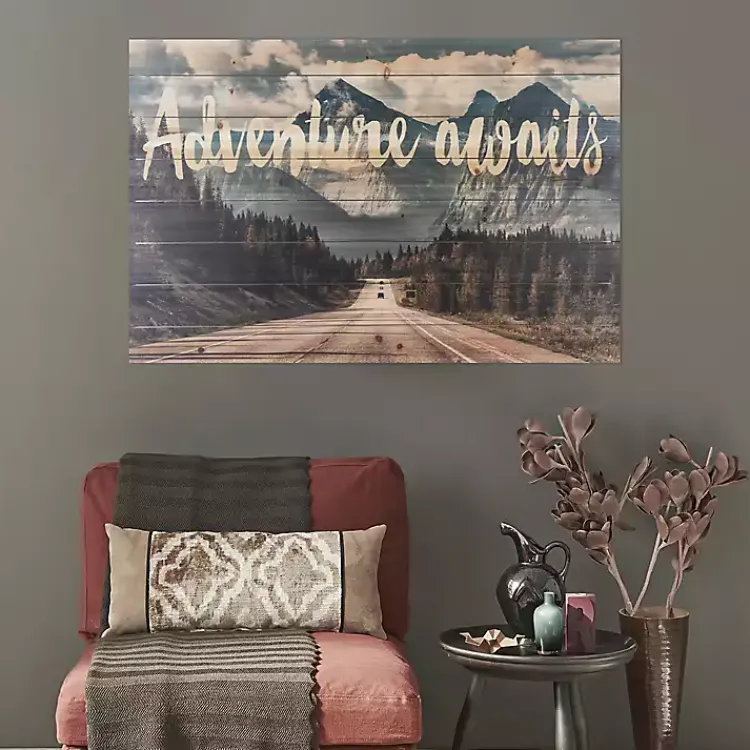 Kirklands Home Adventure Awaits Wood Art Print