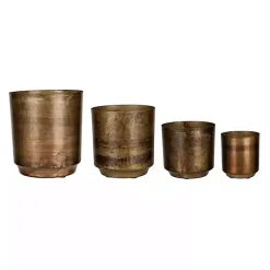 Kirklands Home Aged Brass Flower Pots, Set of 4 Brown New
