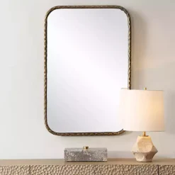 Kirklands Home Aged Bronze Hammered Metal Wall Mirror Discount