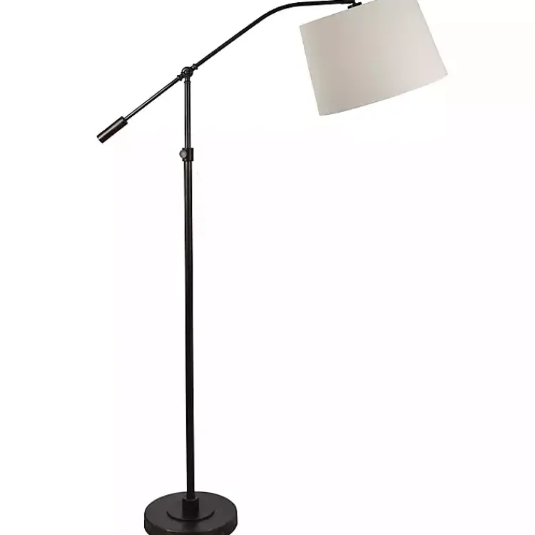Kirklands Home Aged Bronze Iron Adjustable Arm Floor Lamp Tan New