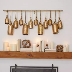 Decorative Accents>Kirklands Home Aged Round Bells Wall Plaque Gold