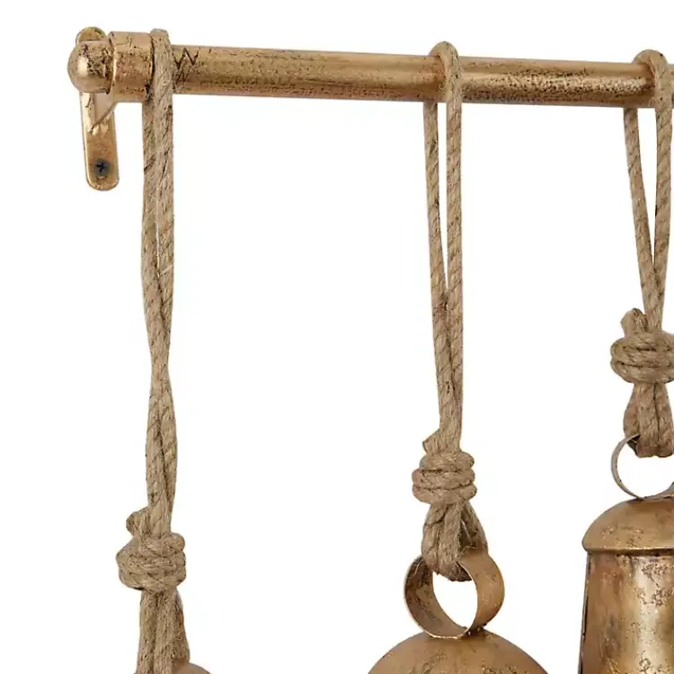 Decorative Accents>Kirklands Home Aged Triangle Bells Wall Plaque Gold