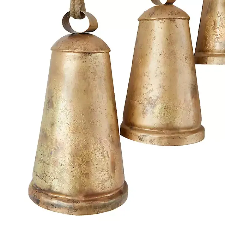 Decorative Accents>Kirklands Home Aged Triangle Bells Wall Plaque Gold