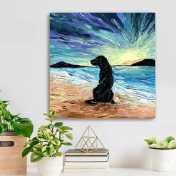 Kirklands Home Aja Trier Black Lab Beach Days Canvas Art Print New