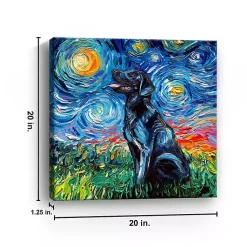 Kirklands Home Aja Trier Black Lab Starry Night Canvas Print New