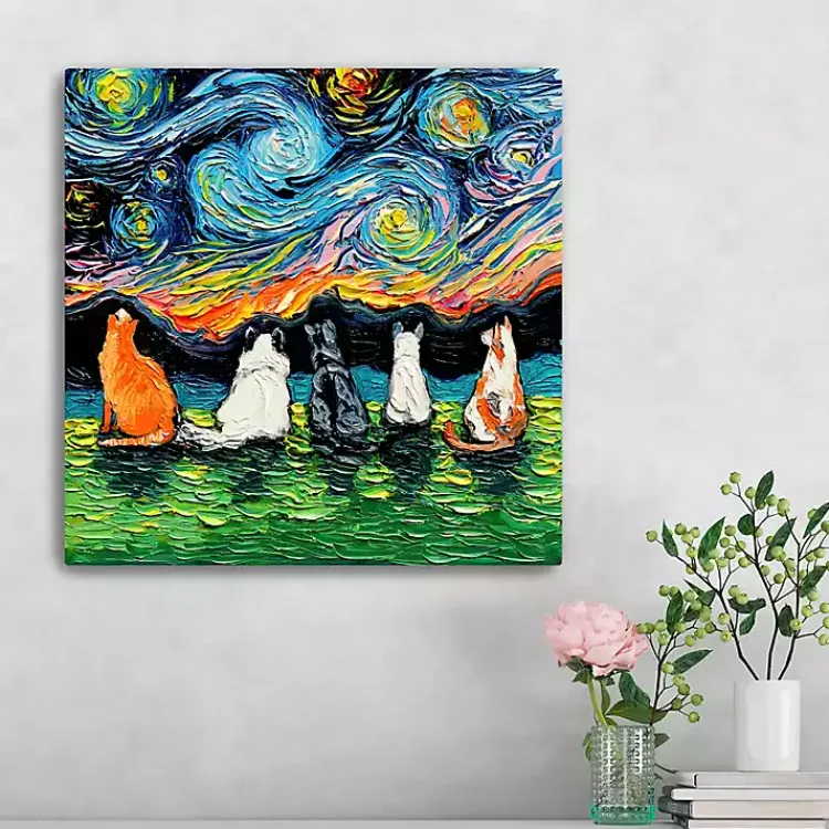Kirklands Home Aja Trier Cat Friends Starry Night Canvas Print Clearance