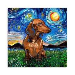 Kirklands Home Aja Trier Dachshund I Starry Night Canvas Print Clearance