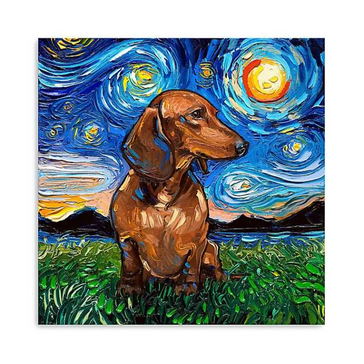 Kirklands Home Aja Trier Dachshund I Starry Night Canvas Print Clearance