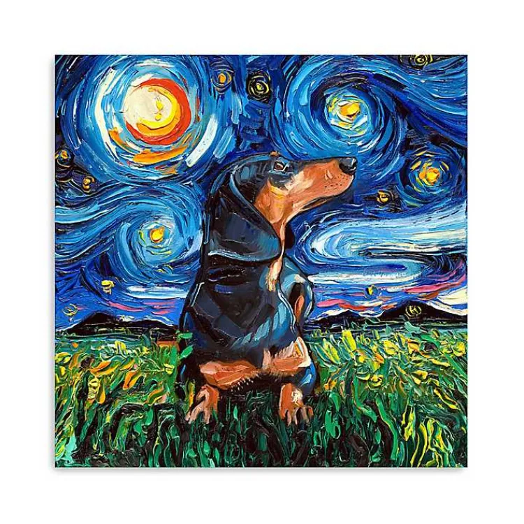 Kirklands Home Aja Trier Dachshund II Starry Night Canvas Print