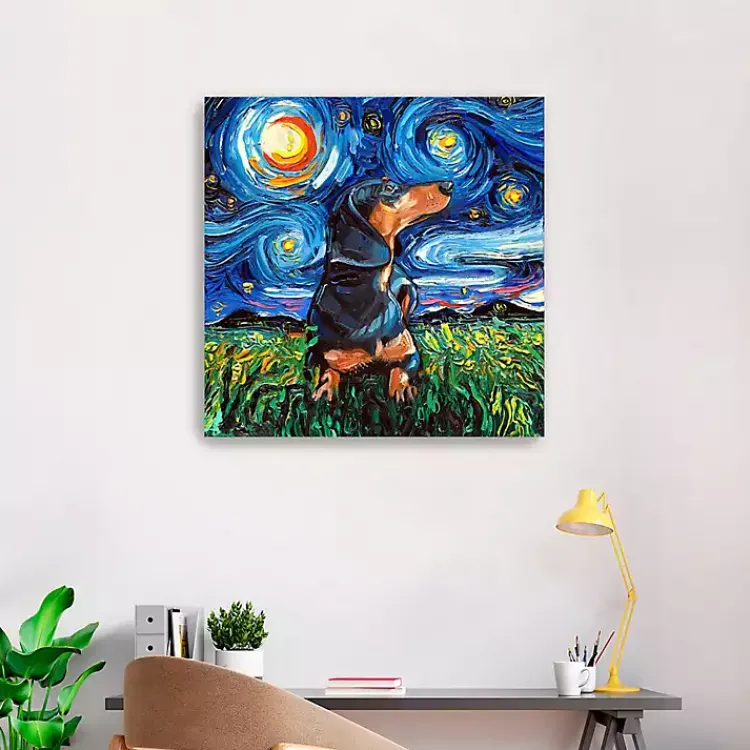 Kirklands Home Aja Trier Dachshund II Starry Night Canvas Print