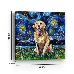 Kirklands Home Aja Trier Golden Starry Night Canvas Art Print New
