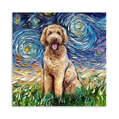 Kirklands Home Aja Trier Goldendoodle Starry Night Canvas Print Clearance