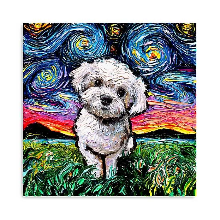Kirklands Home Aja Trier Maltipoo Starry Night Canvas Art Print Outlet