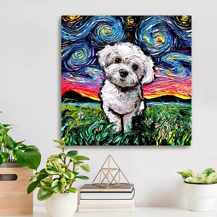 Kirklands Home Aja Trier Maltipoo Starry Night Canvas Art Print Outlet
