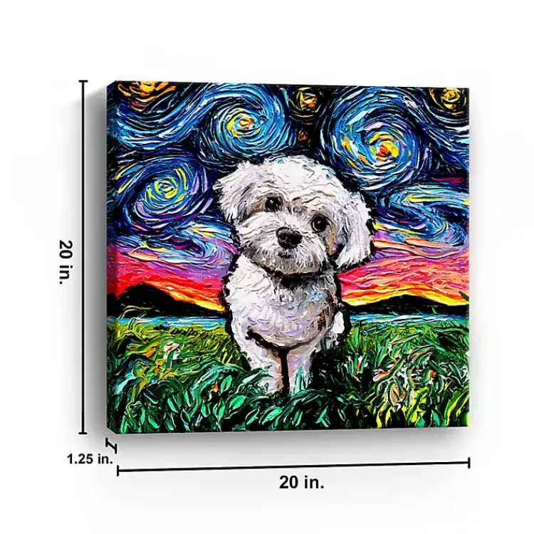 Kirklands Home Aja Trier Maltipoo Starry Night Canvas Art Print Outlet