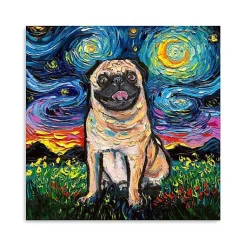 Kirklands Home Aja Trier Pug Starry Night Canvas Art Print Sale