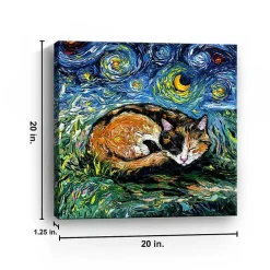 Kirklands Home Aja Trier Sleepy Calico Starry Night Canvas Print New