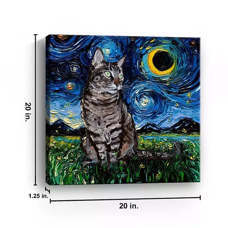 Kirklands Home Aja Trier Tabby Cat Starry Night Canvas Art Print Hot