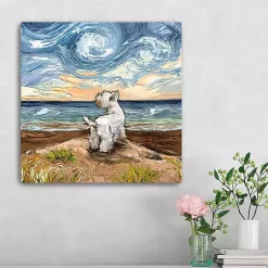 Kirklands Home Aja Trier Westie Starry Beach Canvas Art Print Sale