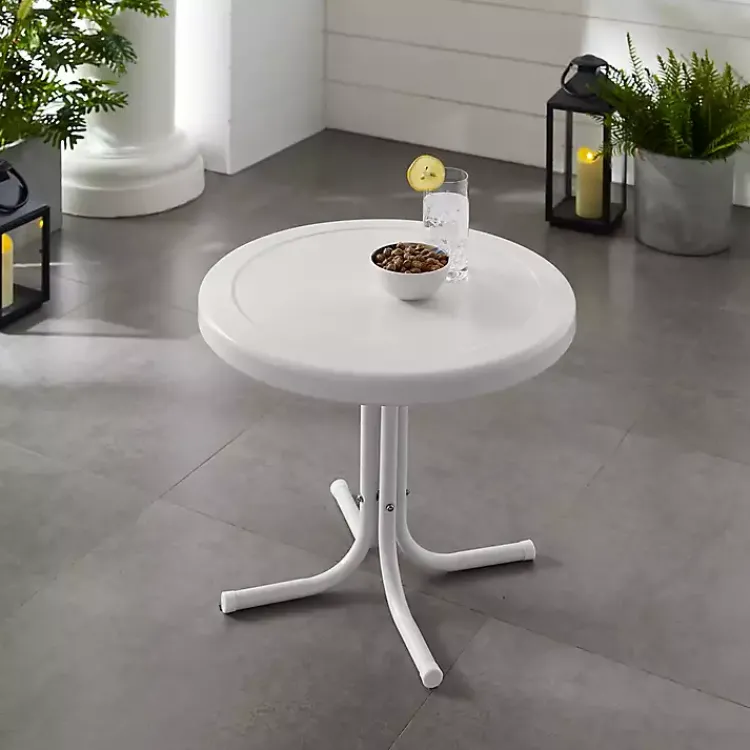 Kirklands Home Alabaster Metal Outdoor Side Table White Clearance