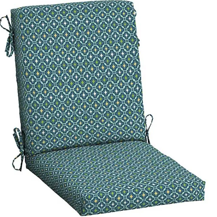 Kirklands Home Alana Tile Luxe Outdoor Dining Chair Cushion Blue Sale