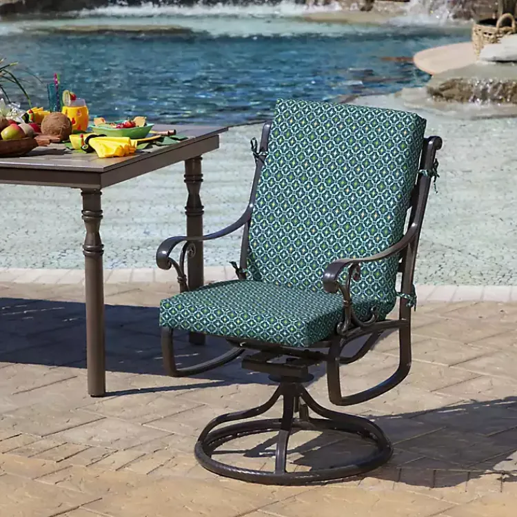 Kirklands Home Alana Tile Luxe Outdoor Dining Chair Cushion Blue Sale