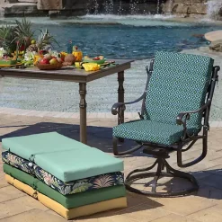 Kirklands Home Alana Tile Luxe Outdoor Dining Chair Cushion Blue Sale