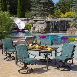 Kirklands Home Alana Tile Luxe Outdoor Dining Chair Cushion Blue Sale