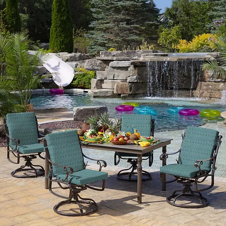 Kirklands Home Alana Tile Luxe Outdoor Dining Chair Cushion Blue Sale