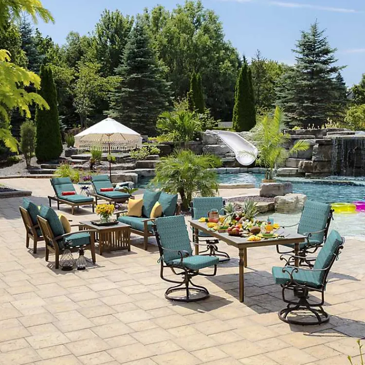 Kirklands Home Alana Tile Luxe Outdoor Dining Chair Cushion Blue Sale