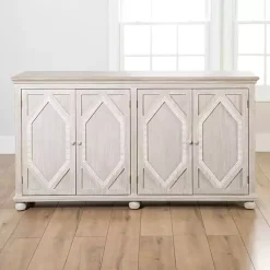 Kirklands Home Alana washed 4-Door Cabinet White Clearance