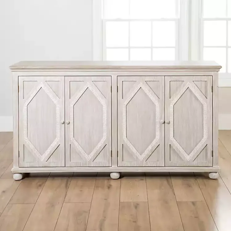 Kirklands Home Alana washed 4-Door Cabinet White Clearance