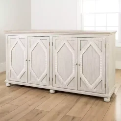 Kirklands Home Alana washed 4-Door Cabinet White Clearance