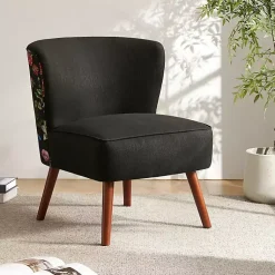 Kirklands Home Alex Upholstered Floral Back Accent Chair Black Hot