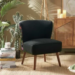 Kirklands Home Alex Upholstered Floral Back Accent Chair Black Hot