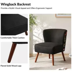 Kirklands Home Alex Upholstered Floral Back Accent Chair Black Hot