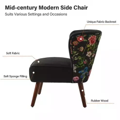 Kirklands Home Alex Upholstered Floral Back Accent Chair Black Hot