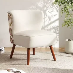 Kirklands Home Alex Upholstered Floral Back Accent Chair Ivory Hot
