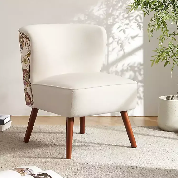 Kirklands Home Alex Upholstered Floral Back Accent Chair Ivory Hot