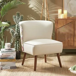 Kirklands Home Alex Upholstered Floral Back Accent Chair Ivory Hot