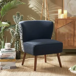Kirklands Home Alex Navy Upholstered Floral Back Accent Chair Blue Best