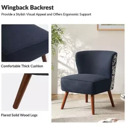 Kirklands Home Alex Navy Upholstered Floral Back Accent Chair Blue Best