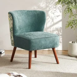 Kirklands Home Alex Teal Upholstered Floral Back Accent Chair Green Outlet