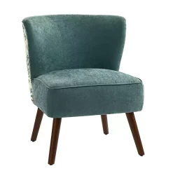 Kirklands Home Alex Teal Upholstered Floral Back Accent Chair Green Outlet