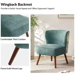 Kirklands Home Alex Teal Upholstered Floral Back Accent Chair Green Outlet