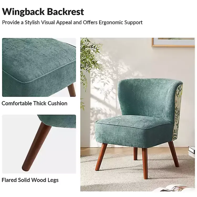 Kirklands Home Alex Teal Upholstered Floral Back Accent Chair Green Outlet