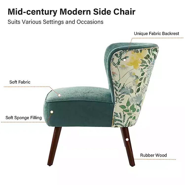 Kirklands Home Alex Teal Upholstered Floral Back Accent Chair Green Outlet