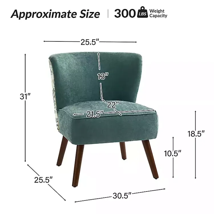 Kirklands Home Alex Teal Upholstered Floral Back Accent Chair Green Outlet
